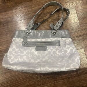 Coach Silver and Gray Signature Shoulder Bag